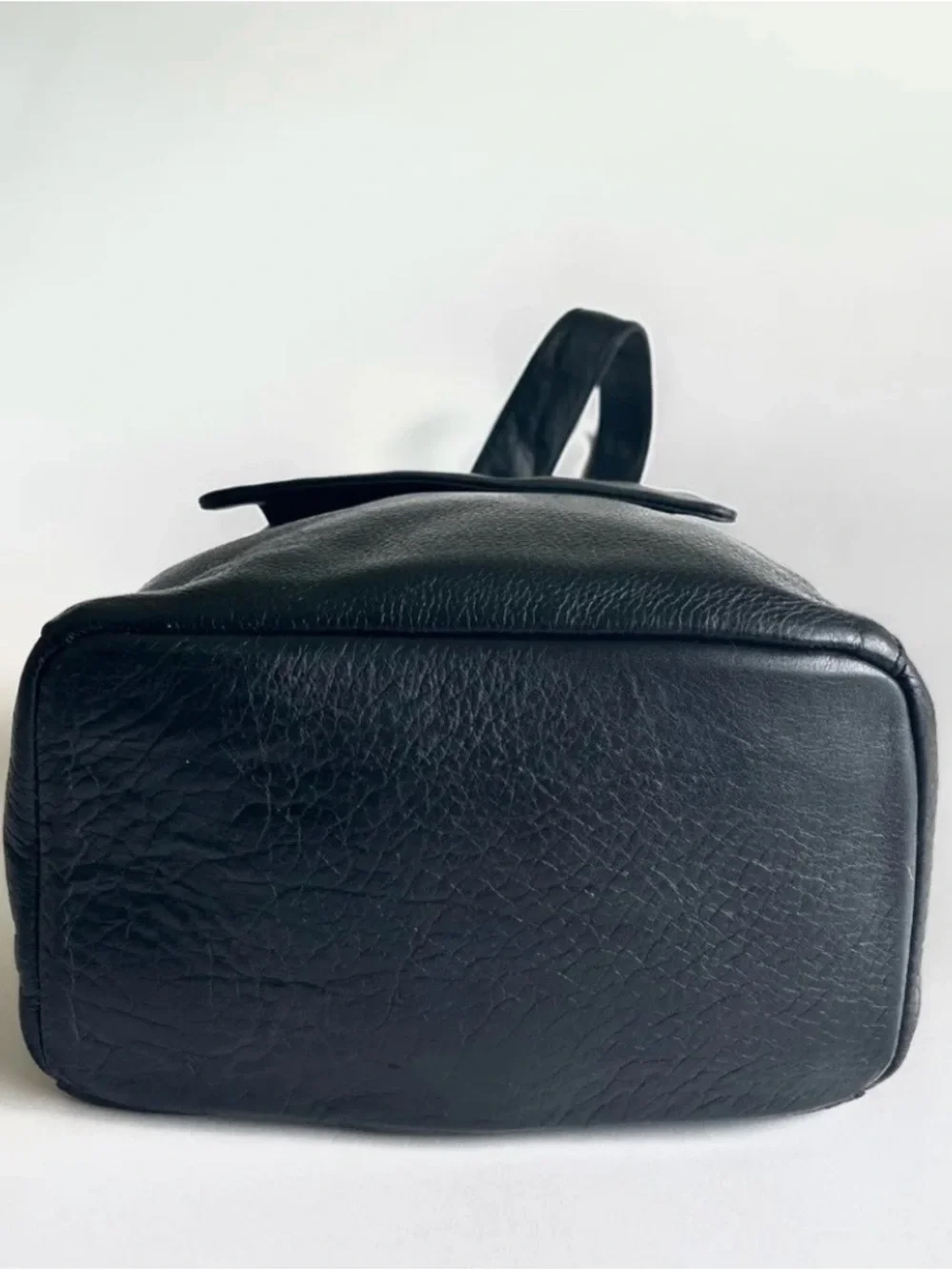 Charter Club Black Genuine Leather One Strap Backpack.